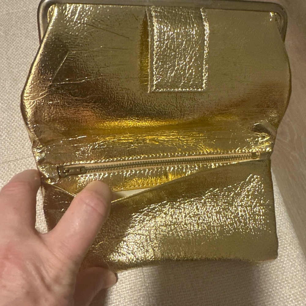 Metallic Gold Fold-Over Clutch Wristlet